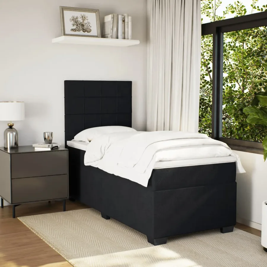 Sommier à lattes de lit avec matelas Noir 90x200 cm Velours - 3