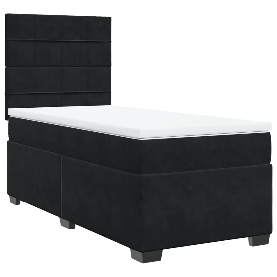 Sommier à lattes de lit avec matelas Noir 90x200 cm Velours - 5