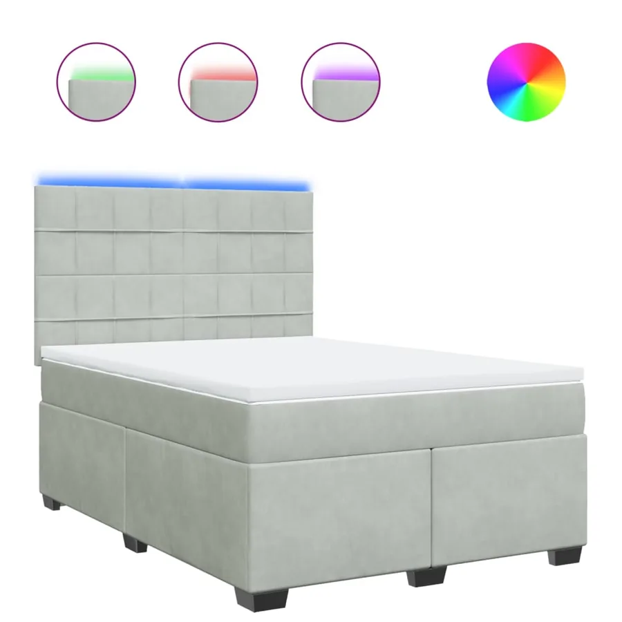 Sommier à lattes de lit et matelas Gris clair 160x200cm Velours - 2