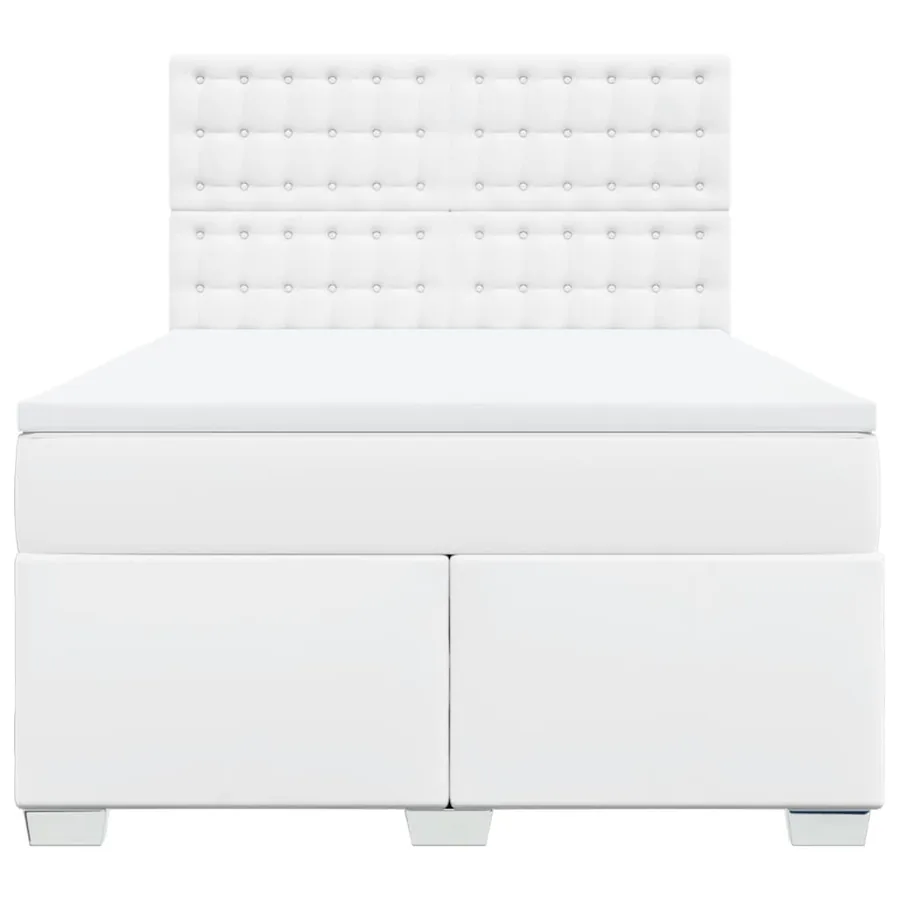 Sommier à lattes de lit avec matelas Blanc 160x200cm Similicuir - 6