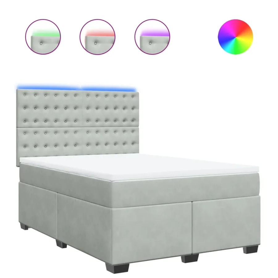 Sommier à lattes de lit et matelas Gris clair 140x200cm Velours - 2