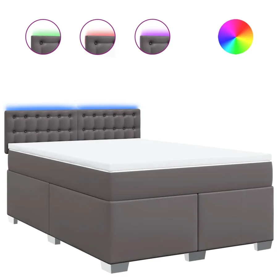 Sommier à lattes de lit avec matelas Gris 140x200 cm Similicuir - 2