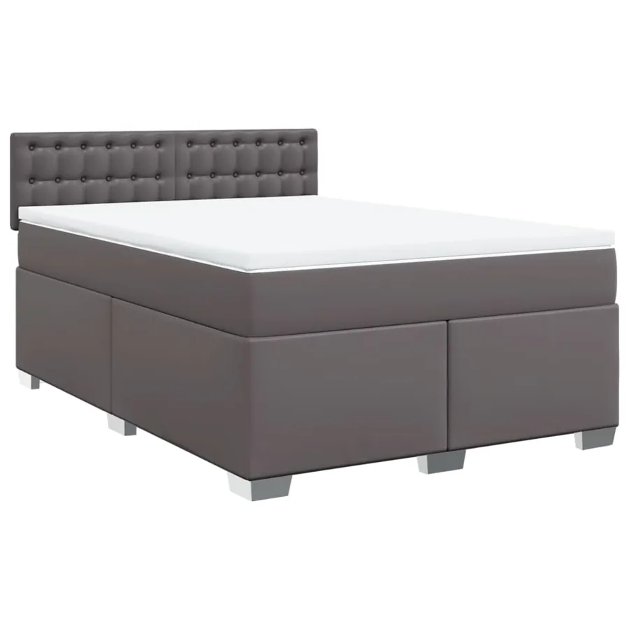 Sommier à lattes de lit avec matelas Gris 140x200 cm Similicuir - 3
