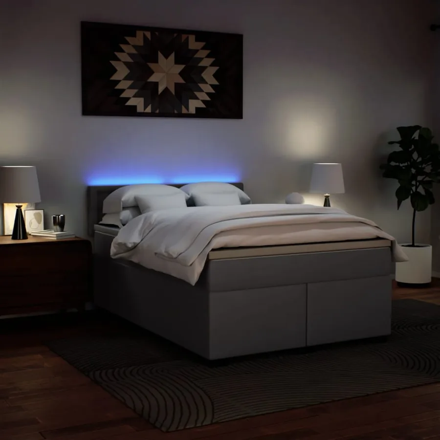 Sommier à lattes de lit avec matelas Gris 140x200 cm Similicuir - 5