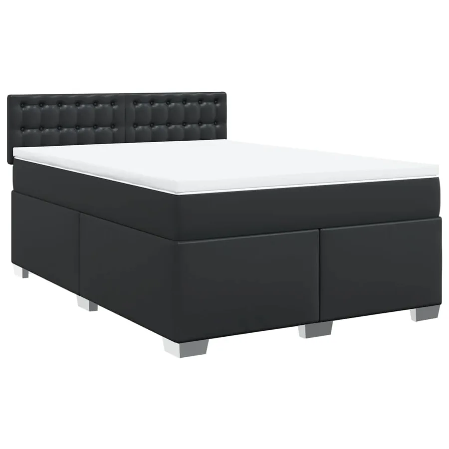 Sommier à lattes de lit avec matelas Noir 140x200 cm Similicuir - 2