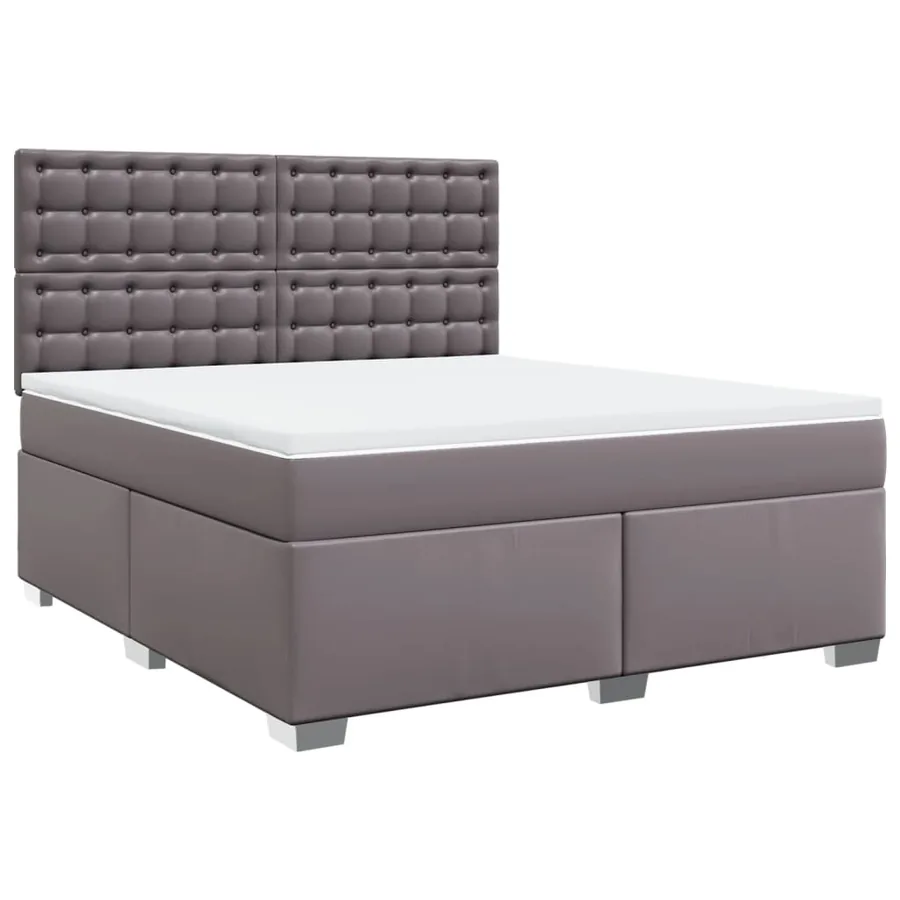 Sommier à lattes de lit avec matelas Gris 180x200 cm Similicuir - 3