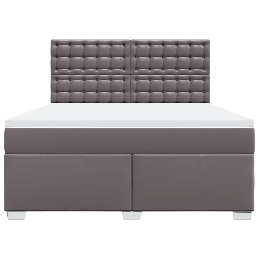 Sommier à lattes de lit avec matelas Gris 180x200 cm Similicuir - 6