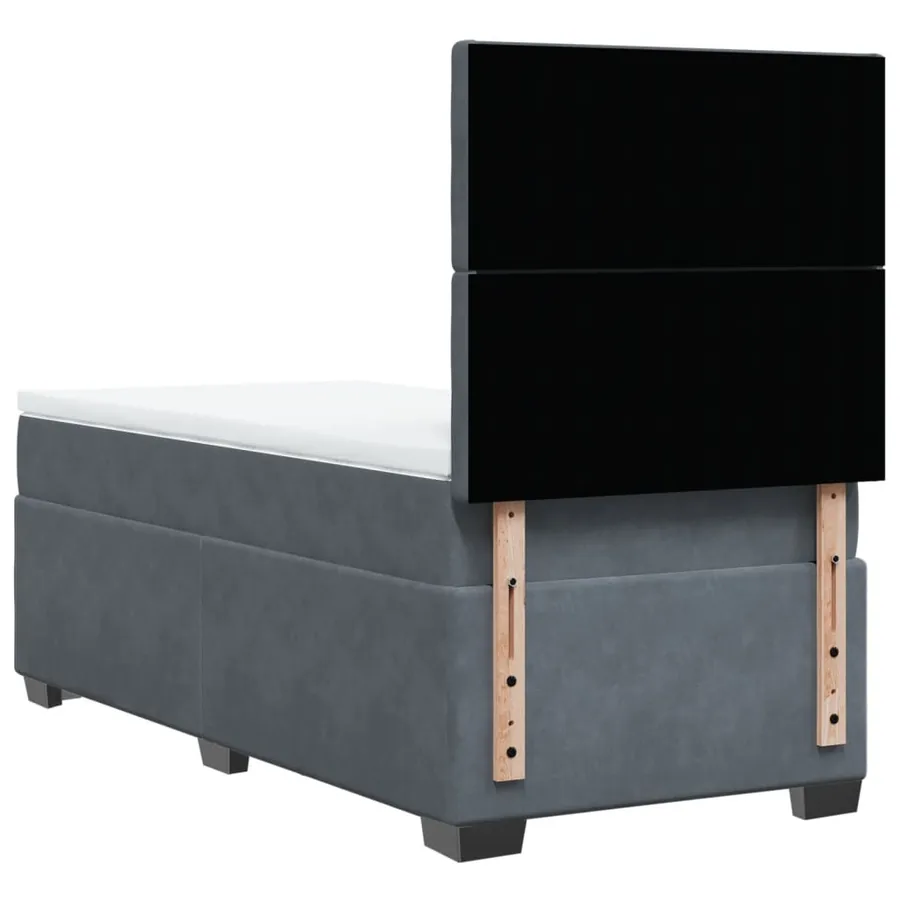 Sommier à lattes de lit et matelas Gris foncé 90x200 cm Velours - 10