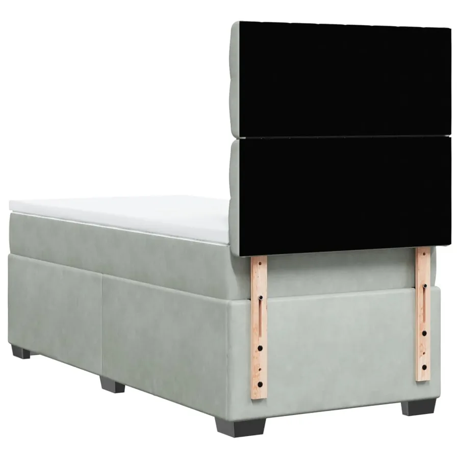 Sommier à lattes de lit et matelas Gris clair 90x200 cm Velours - 10