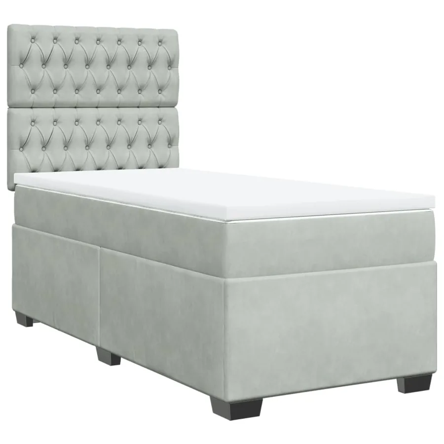 Sommier à lattes de lit et matelas Gris clair 90x200 cm Velours - 2