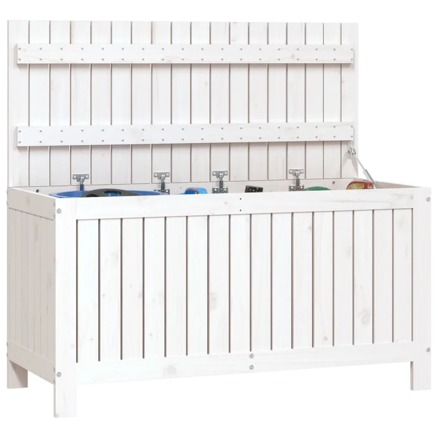 Boîte de rangement de jardin Blanc 115x49x60 cm Bois de pin - 4