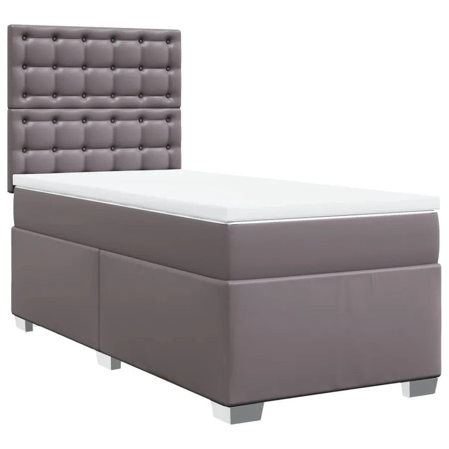 Sommier à lattes de lit avec matelas Gris 100x200 cm Similicuir - 2
