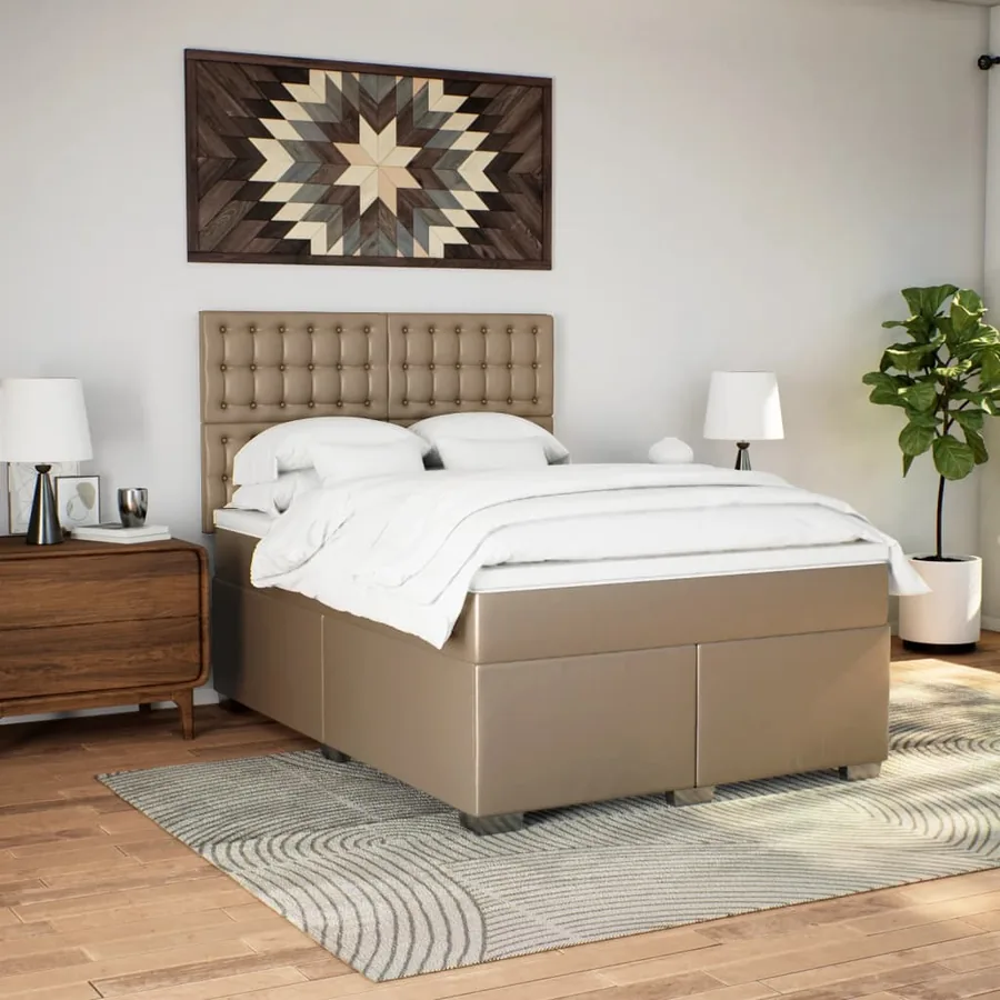 Sommier à lattes de lit avec matelas Cappuccino 140x200 cm - 3
