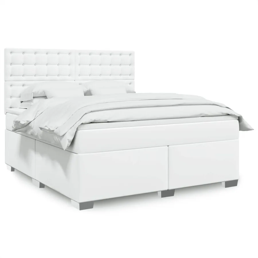 Sommier à lattes de lit avec matelas Blanc 180x200cm Similicuir