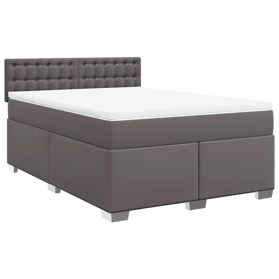 Sommier à lattes de lit avec matelas Gris 140x200 cm Similicuir - 2