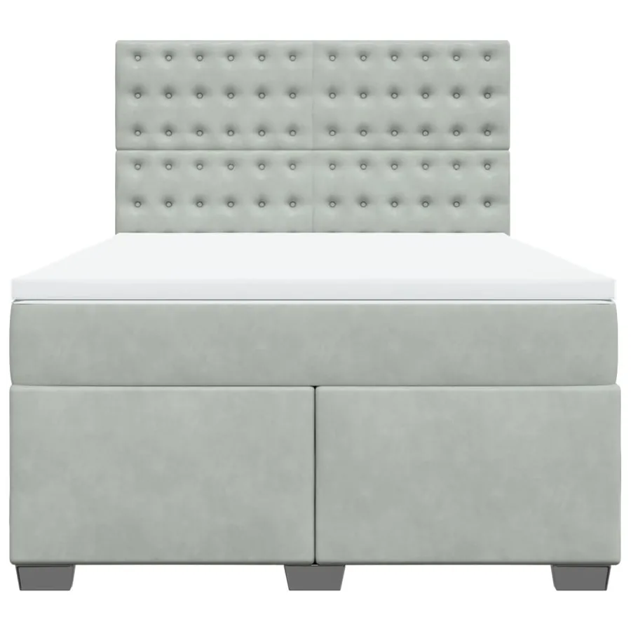 Sommier à lattes de lit et matelas Gris clair 160x200cm Velours - 4