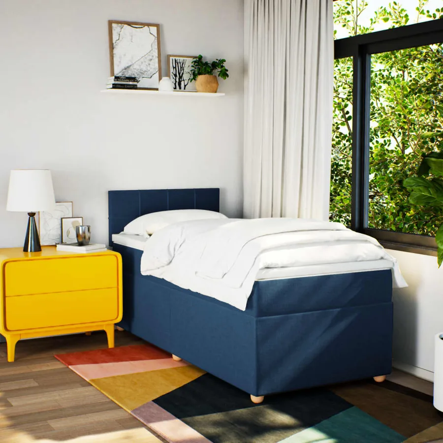 Sommier à lattes de lit avec matelas Bleu 80x200 cm Tissu - 3