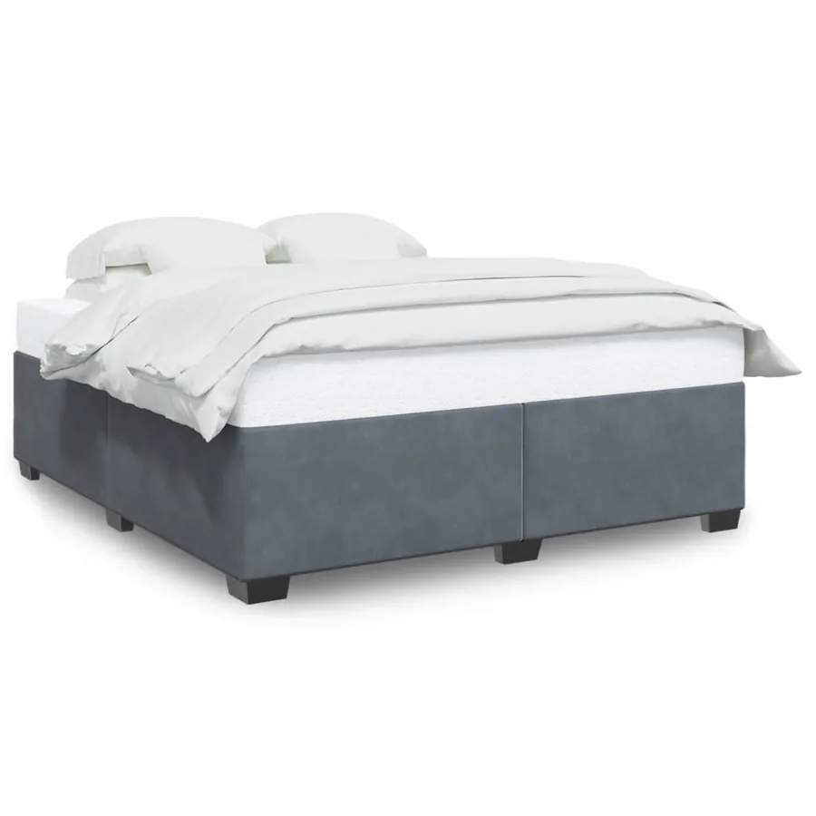 Cadre de lit sans matelas gris foncé 180x200 cm velours - 2