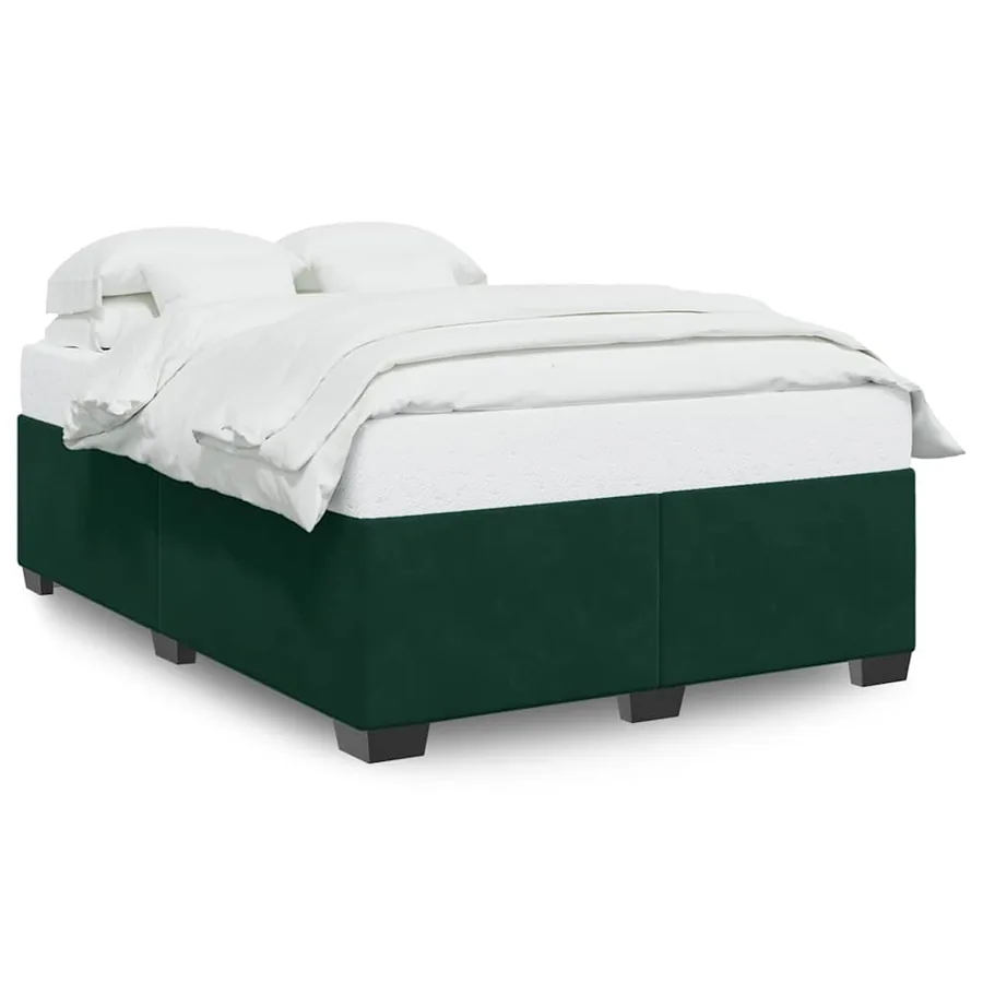 Cadre de lit sans matelas vert foncé 160x200 cm velours - 2