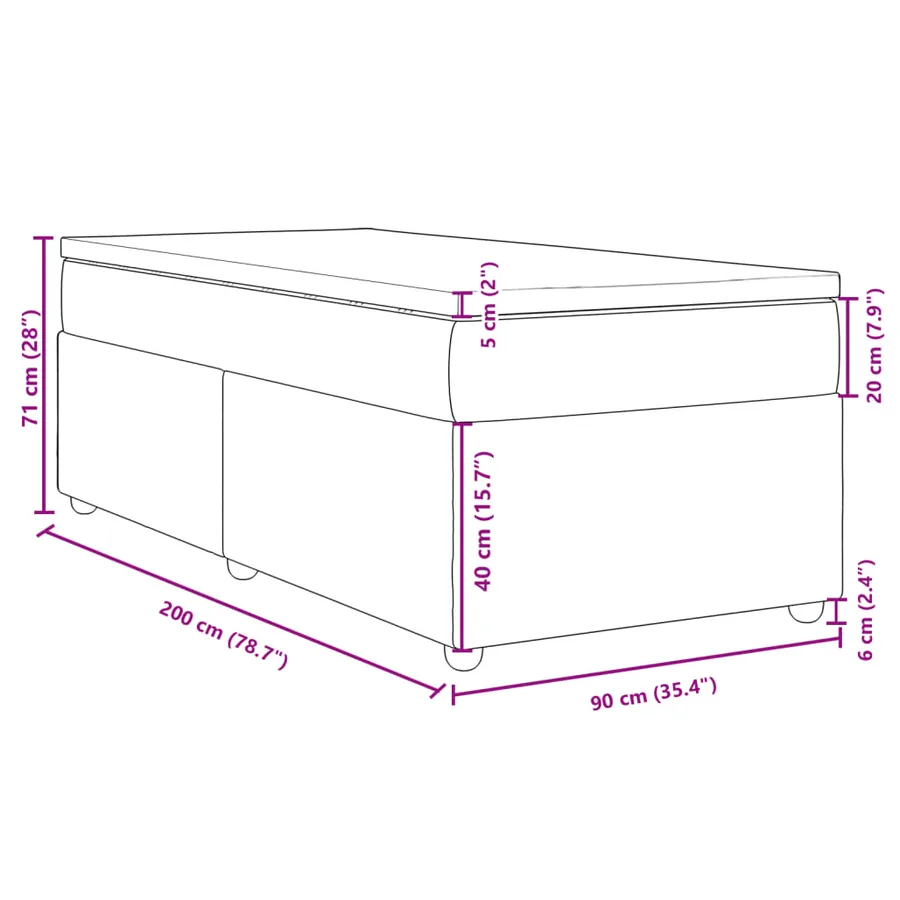 Sommier à lattes de lit avec matelas Gris clair 90x200 cm Tissu - 12