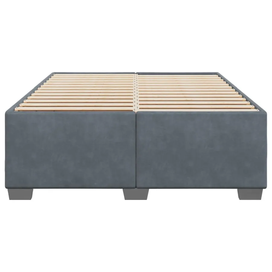 Cadre de lit sans matelas gris foncé 160x200 cm velours - 4