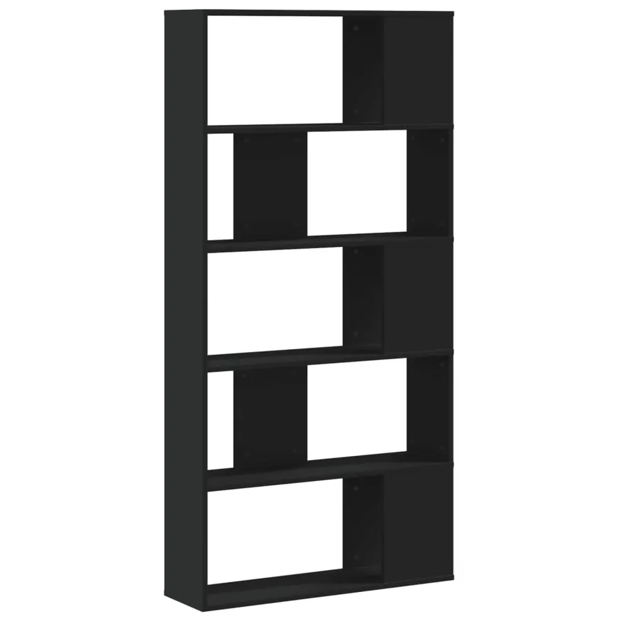 Bibliothèque 5 niveaux noir 80,5x23,5x162,5 cm bois ingénierie - 5