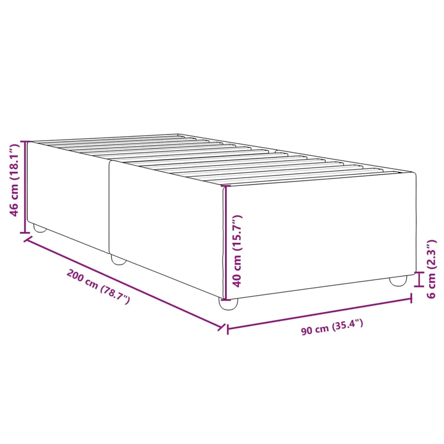Cadre de lit sans matelas gris clair 90x200 cm tissu - 9