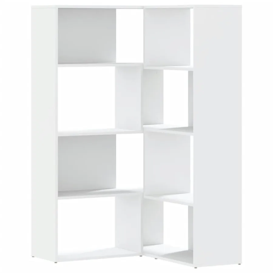 Bibliothèque d'angle à 4 niveaux blanc bois d'ingénierie - 2