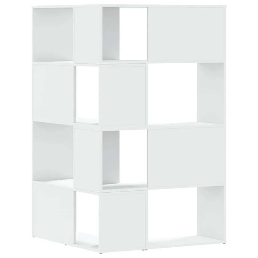 Bibliothèque d'angle à 4 niveaux blanc bois d'ingénierie - 6