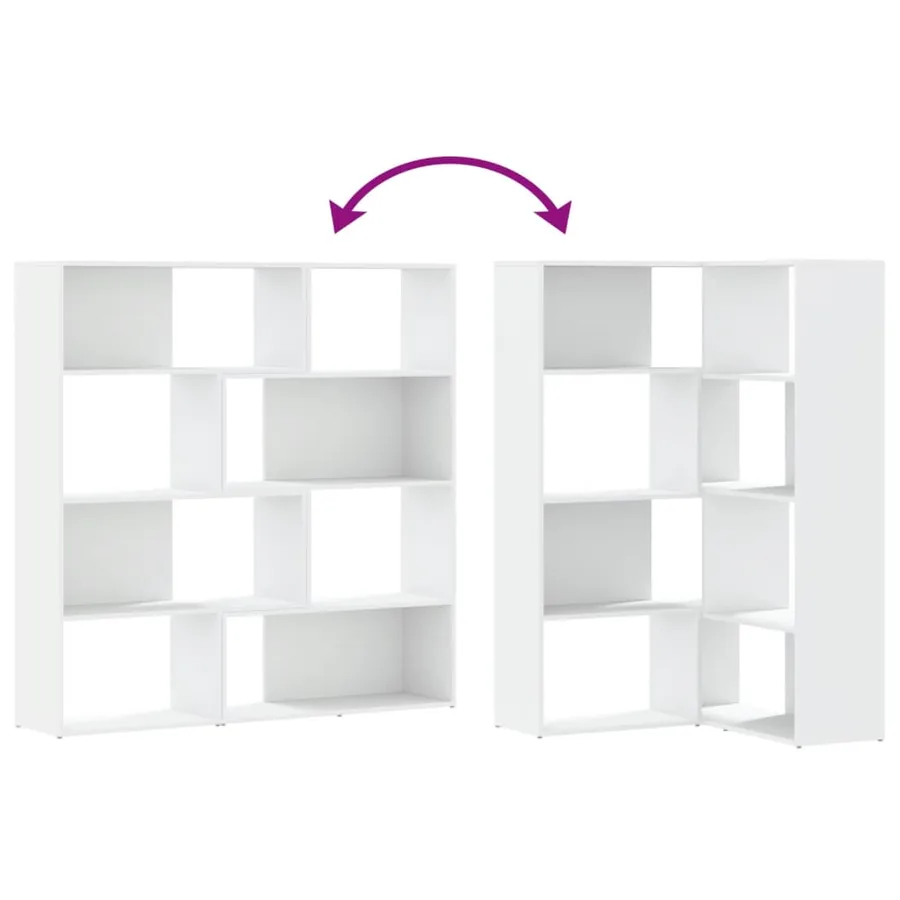 Bibliothèque d'angle à 4 niveaux blanc bois d'ingénierie - 7
