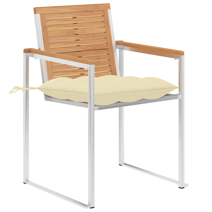 Chaises de jardin lot de 4 avec coussins Bois de teck massif - 2