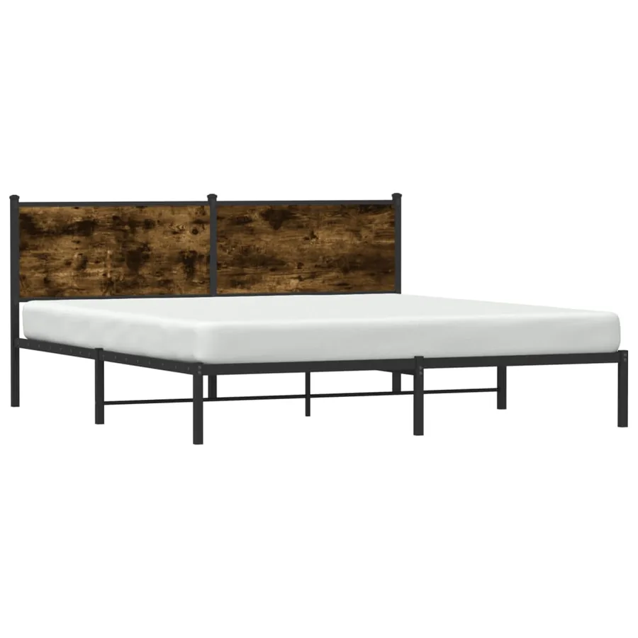 Cadre de lit en métal sans matelas chêne fumé 160x200 cm - 4