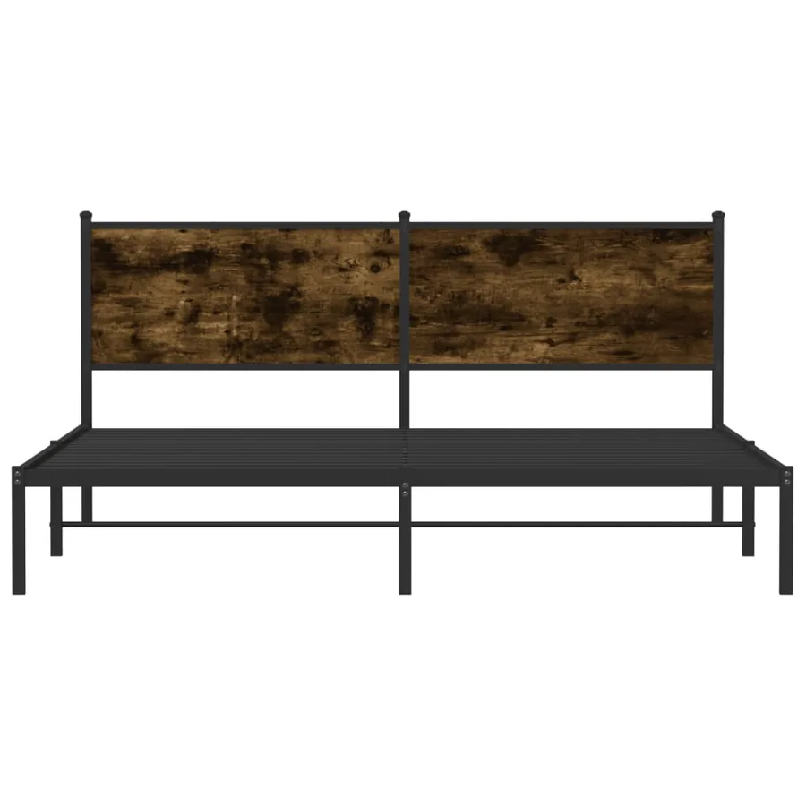 Cadre de lit en métal sans matelas chêne fumé 160x200 cm - 5