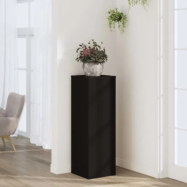 Support pour plantes noir 33x33x100 cm bois d'ingénierie