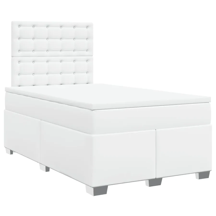 Sommier à lattes de lit avec matelas Blanc 120x200cm Similicuir - 3