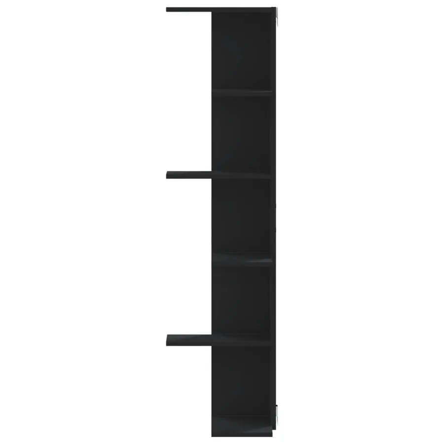 Étagère d'angle murale noir 36,5x36,5x140 cm bois d'ingénierie - 4
