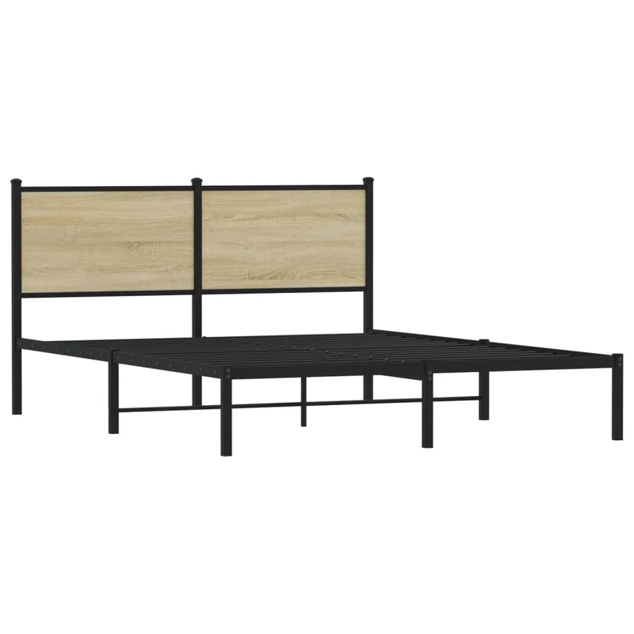 Cadre de lit en métal sans matelas chêne sonoma 140x190 cm - 3