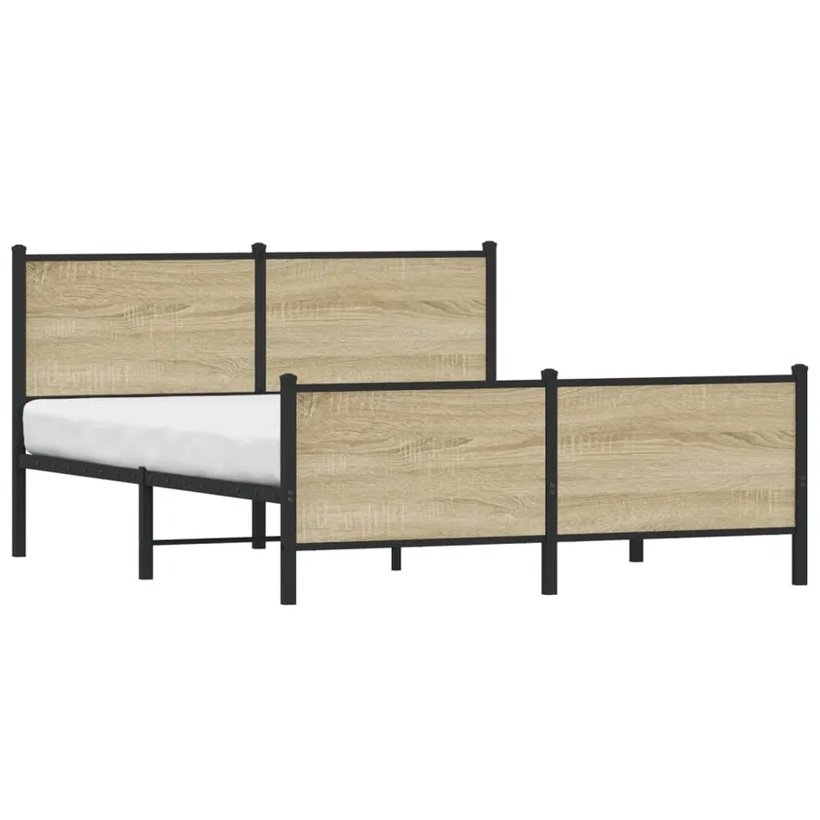Cadre de lit en métal sans matelas chêne sonoma 140x200 cm - 2