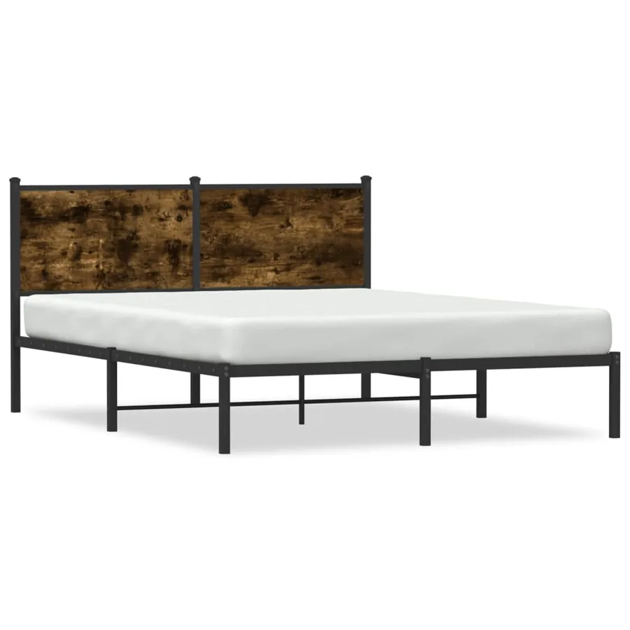 Cadre de lit en métal sans matelas chêne fumé 137x190 cm - 2