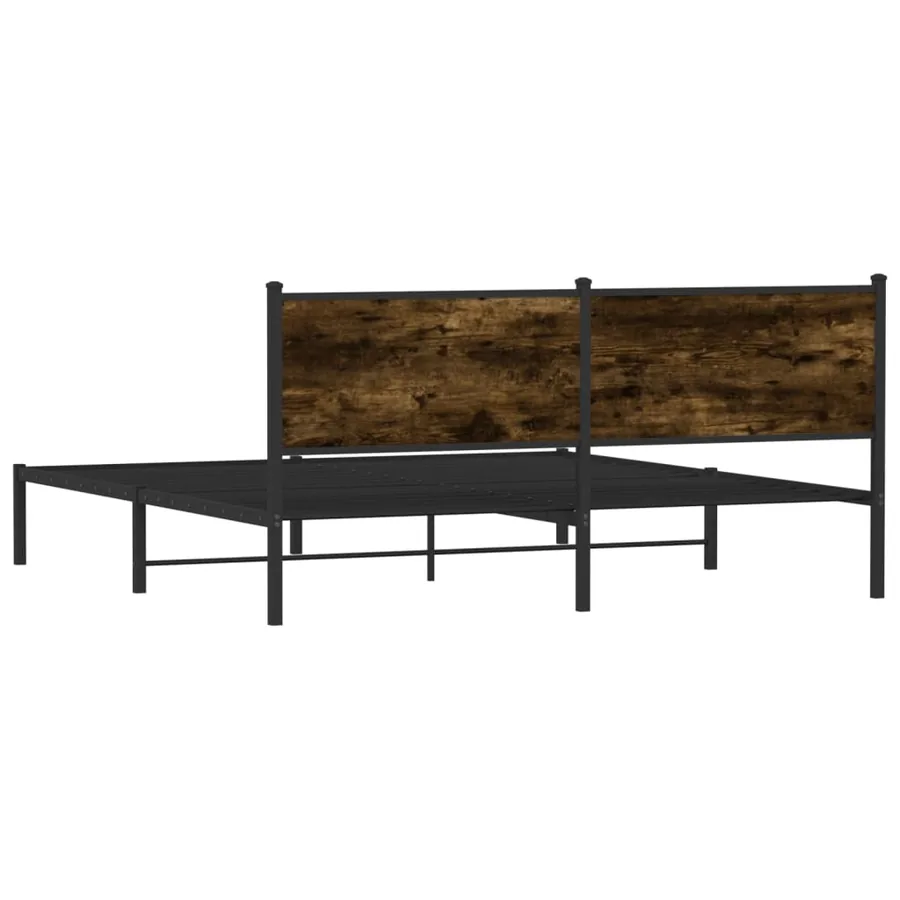 Cadre de lit en métal sans matelas chêne fumé 183x213 cm - 7