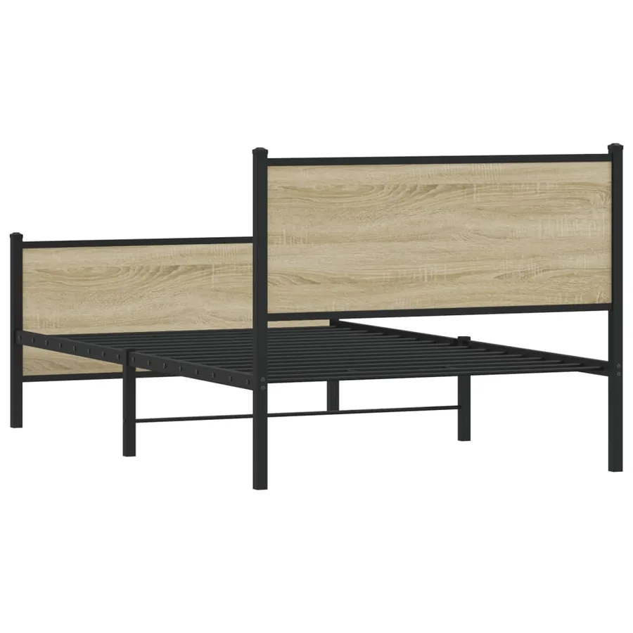 Cadre de lit en métal sans matelas chêne sonoma 100x190 cm - 7