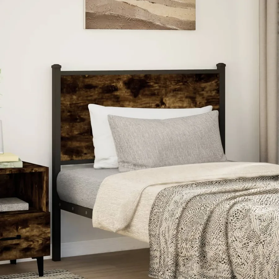 Tête de lit de remplacement chêne fumé 75 cm bois d'ingénierie et acier - 2