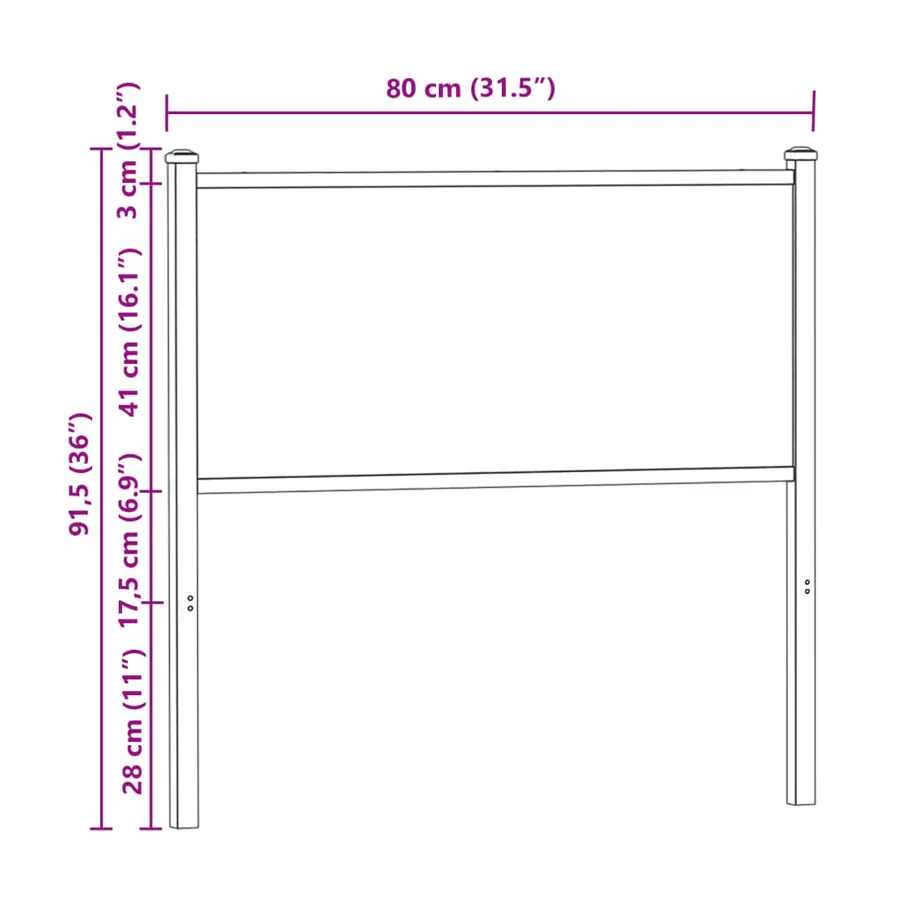 Tête de lit de remplacement chêne fumé 75 cm bois d'ingénierie et acier - 7