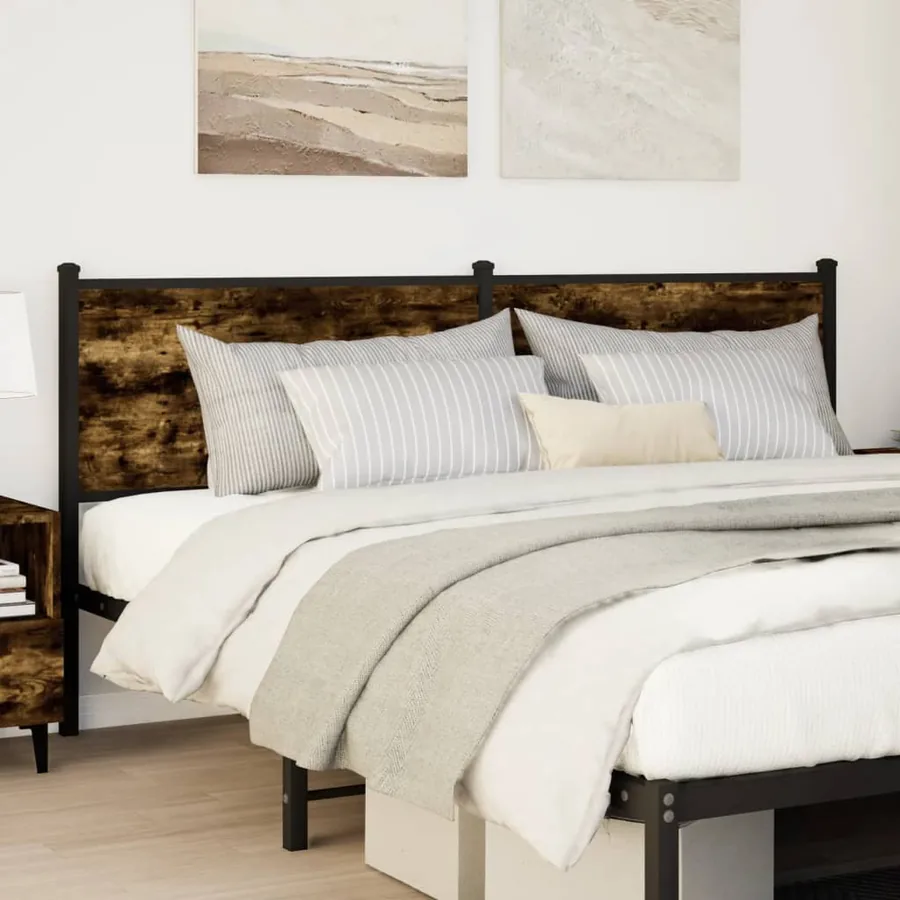 Tête de lit de remplacement chêne fumé 160 cm bois d'ingénierie et acier - 2