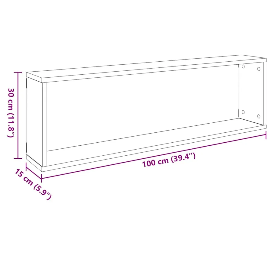 Étagères cube murales 2 pcs gris béton bois d'ingénierie - 11