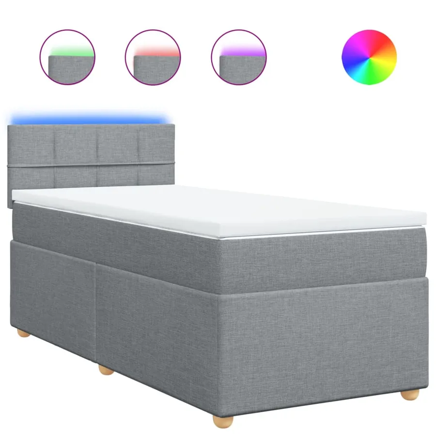 Sommier à lattes de lit avec matelas Gris clair 100x200cm Tissu - 2