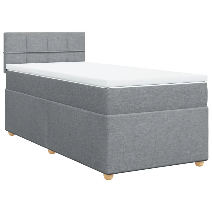 Sommier à lattes de lit avec matelas Gris clair 100x200cm Tissu - 3