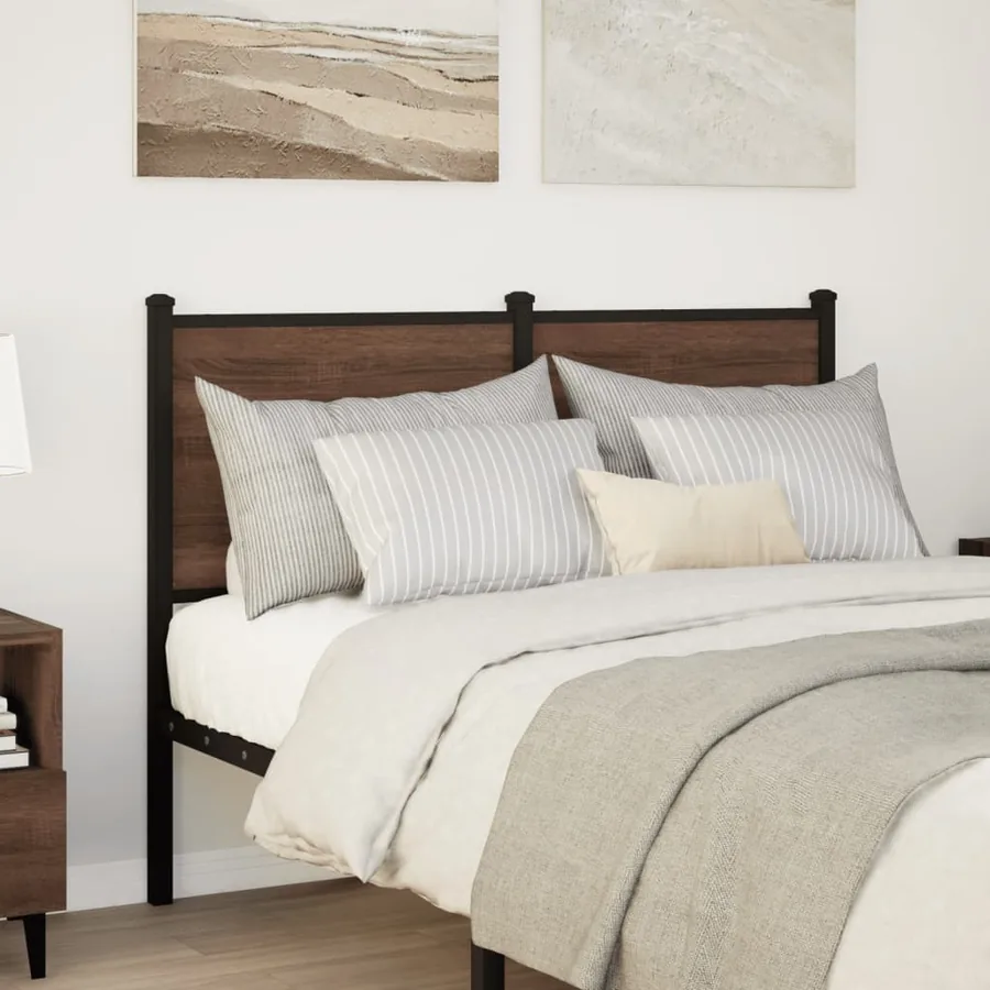 Tête de lit de remplacement chêne marron 120 cm bois d'ingénierie et acier - 2