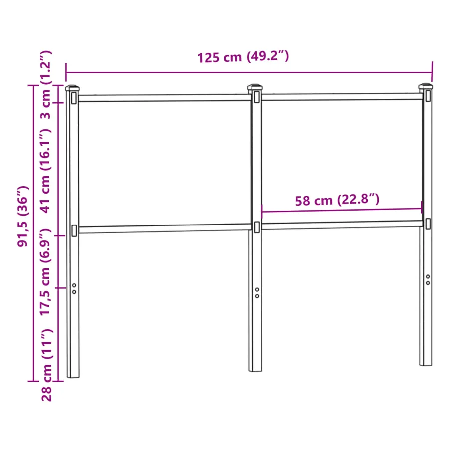 Tête de lit de remplacement chêne marron 120 cm bois d'ingénierie et acier - 7