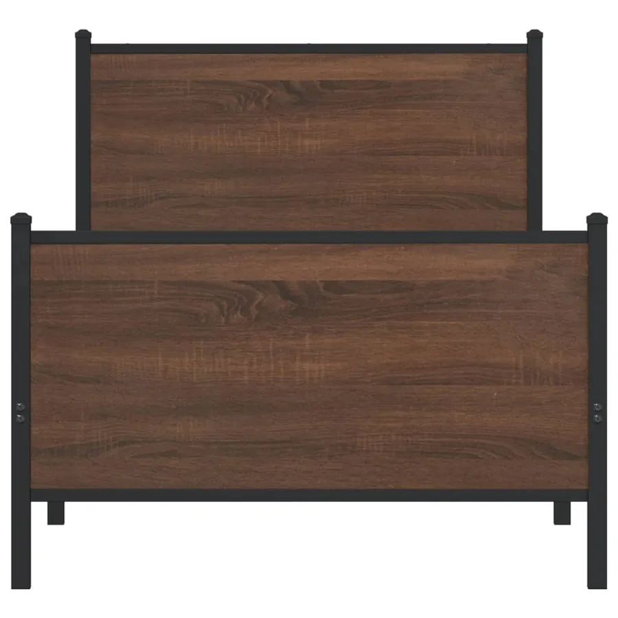 Cadre de lit en métal sans matelas chêne marron 90x190 cm - 5